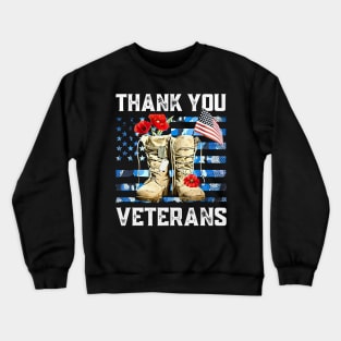 Thank You Veterans Soldier Boots U.S Veteran Memorial Day Crewneck Sweatshirt